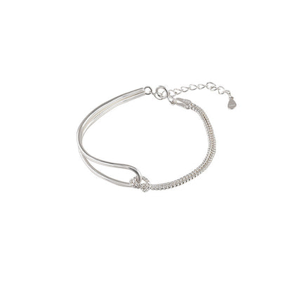 Sterling Silver Asymmetric Stitching Bracelet