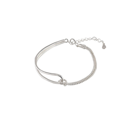 Sterling Silver Asymmetric Stitching Bracelet