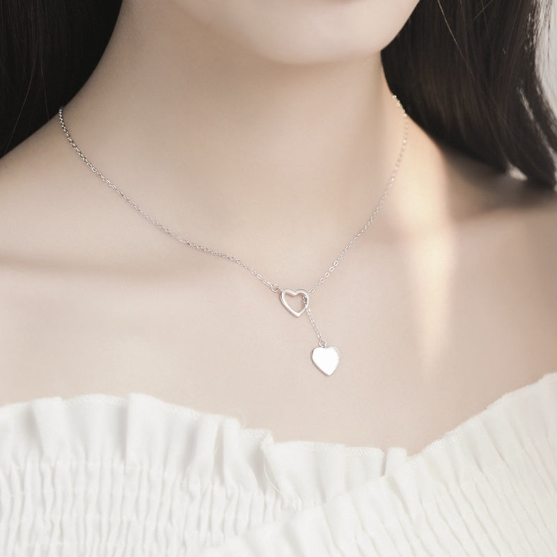 Sterling Silver Bolo Hearts Necklace