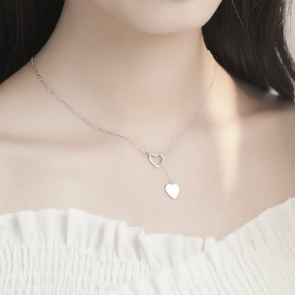 Sterling Silver Bolo Hearts Necklace