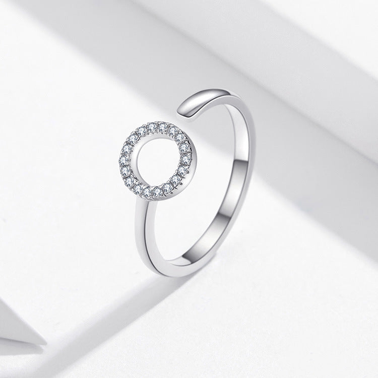 Sterling Silver Adjustable Pave Circle Ring