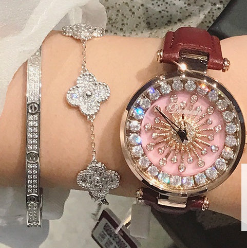 Vintage Dazzle Quartz Leather Watch