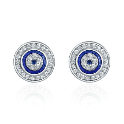 Sterling Silver Turkish Blue Eyes Stud Earrings
