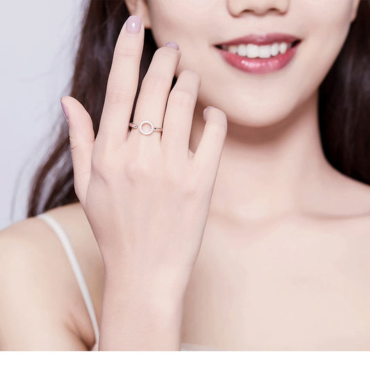 Sterling Silver Adjustable Pave Circle Ring