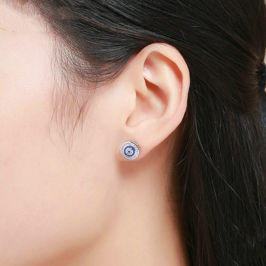 Sterling Silver Turkish Blue Eyes Stud Earrings