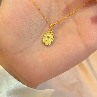 Sterling Silver Tulip Coin Necklace