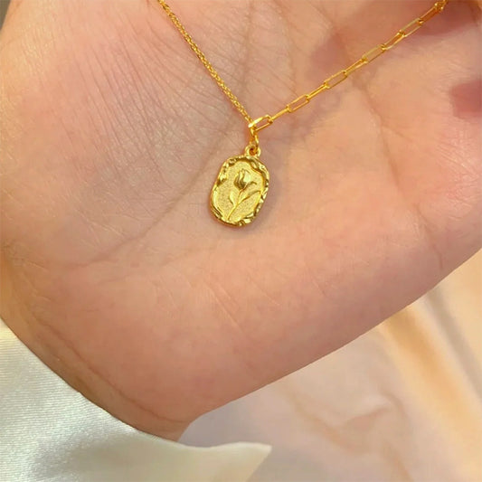 Sterling Silver Tulip Coin Necklace
