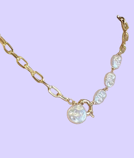 Asymmetrical Baroque Pearl Necklace
