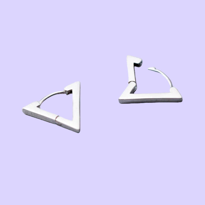 Fashion Minimalist Black Triangle 925 Sterling Silver Allergy Free Women Hoop Earrings Fashion Jewelry Mode Bijoux
