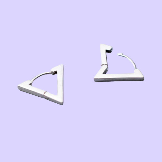 Fashion Minimalist Black Triangle 925 Sterling Silver Allergy Free Women Hoop Earrings Fashion Jewelry Mode Bijoux