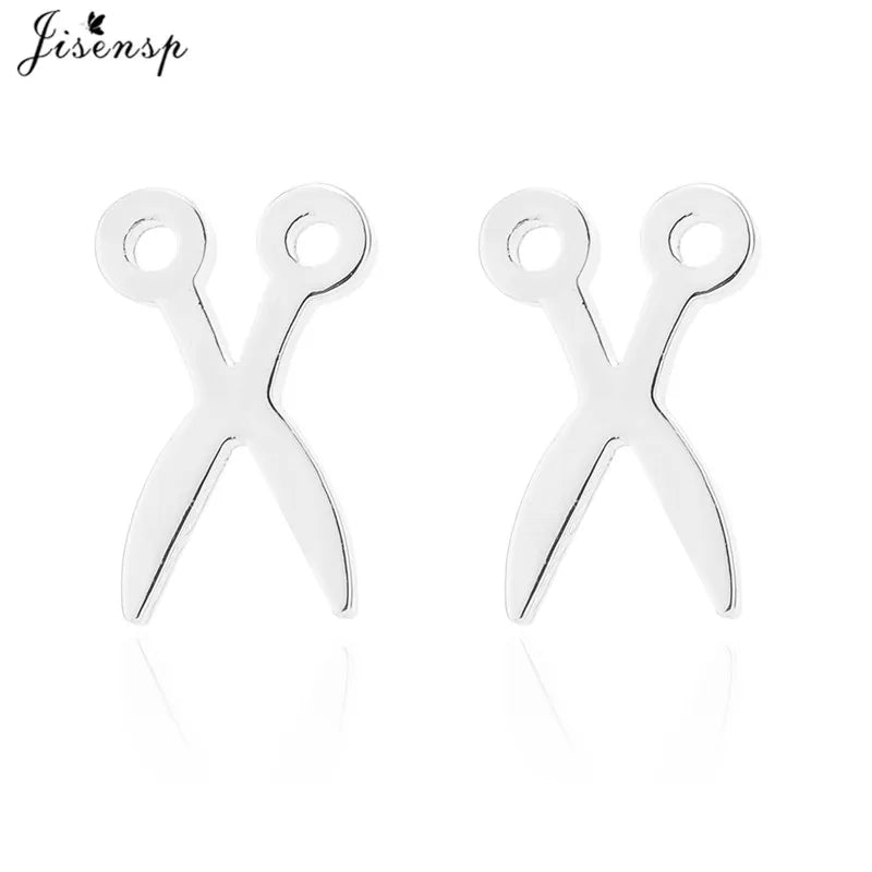 Simple Scissor Earrings Fashion Black Color Stainless Steel Stud Earings for Women Party Fancy Jewelry Boucle D'Oreille