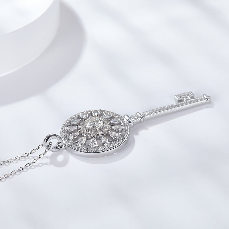 Sterling Silver Snow Flower Key Necklace