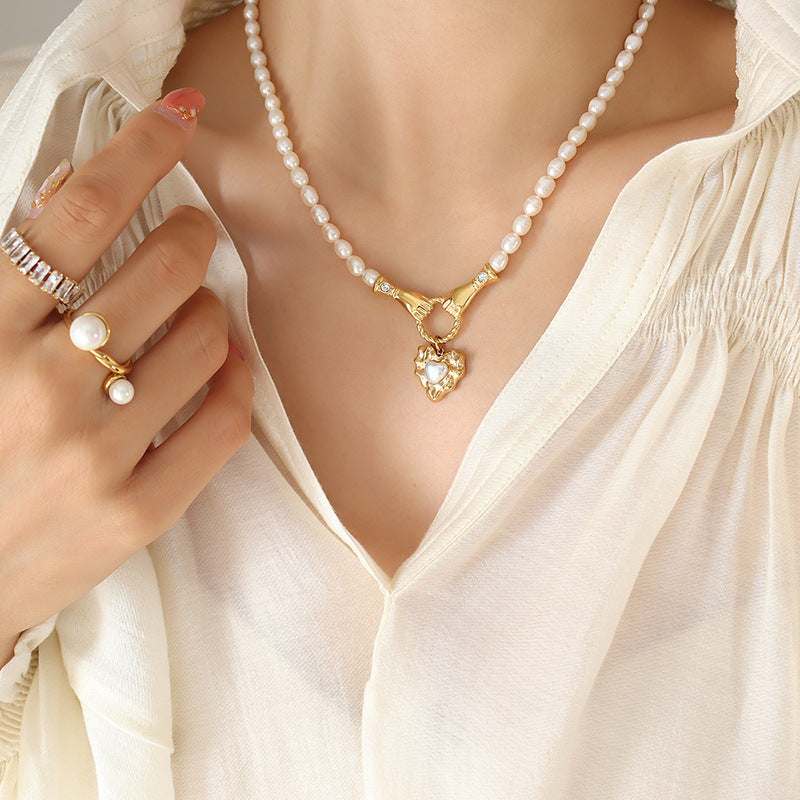 Sterling Silver Helping Hands Pearl Necklace