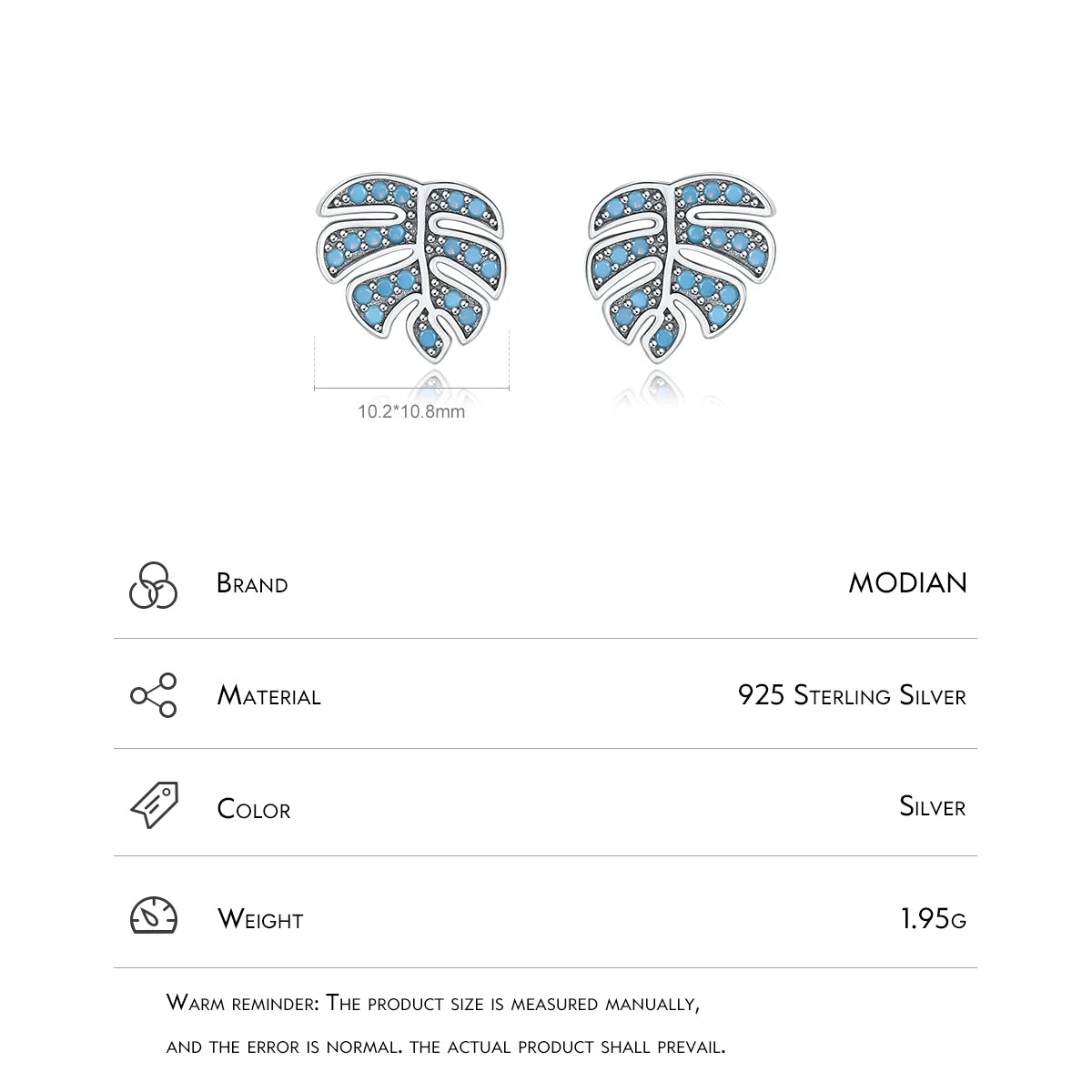 Blue Turquoise Leaf Studs