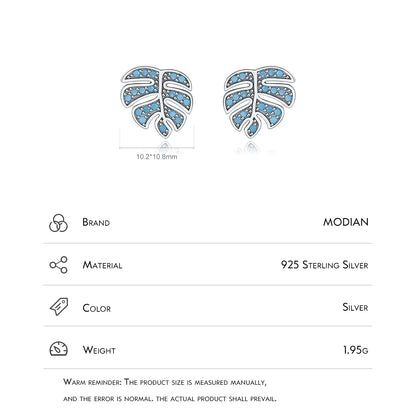 Blue Turquoise Leaf Studs