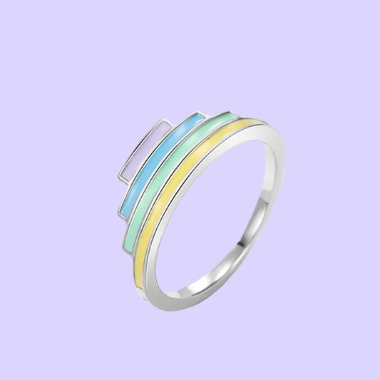 Sterling Silver Rainbow Enamel Ring