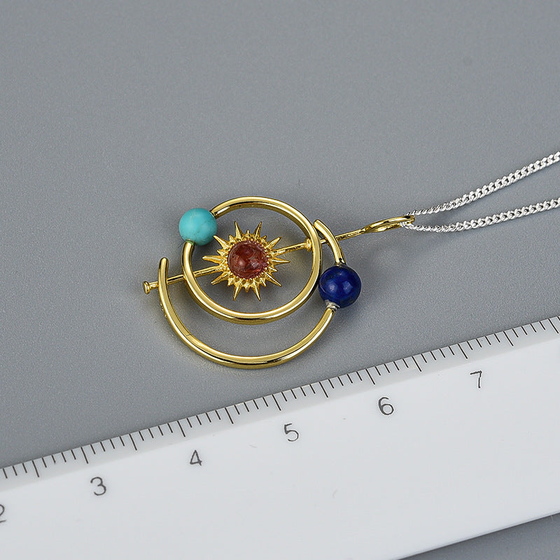Sterling Silver Starburst & Solar System Pendant