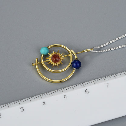 Sterling Silver Starburst & Solar System Pendant