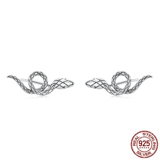 Sterling Silver Swirl Snake Stud Earrings