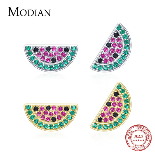 2021 Summer New 925 Sterling Silver Cute Plant Watermelon Fashion Female Stud Earrings for Women Girls Exquisite Jewelry