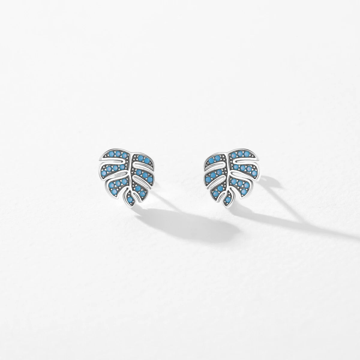 Blue Turquoise Leaf Studs