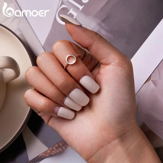 Sterling Silver 925 Simple Fashion Circle Finger Rings for Women Statement Ring SCR825