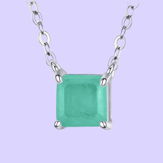 Real 925 Sterling Silver Classic Charm Tourmaline Chain Necklace for Women Wedding Jewelry with Box Pendant Neckalces