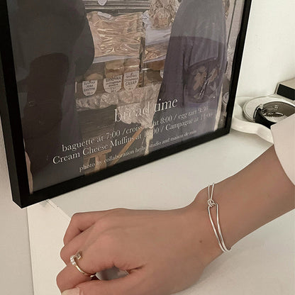 Sterling Silver Asymmetric Stitching Bracelet