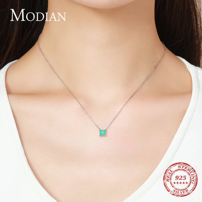 Real 925 Sterling Silver Classic Charm Tourmaline Chain Necklace for Women Wedding Jewelry with Box Pendant Neckalces