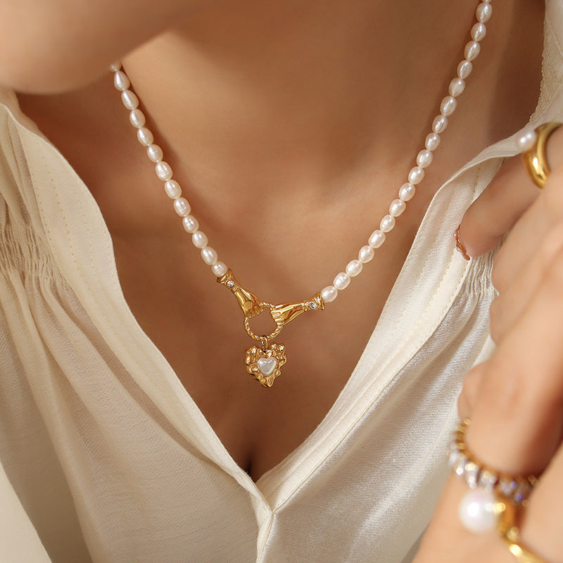 Sterling Silver Helping Hands Pearl Necklace