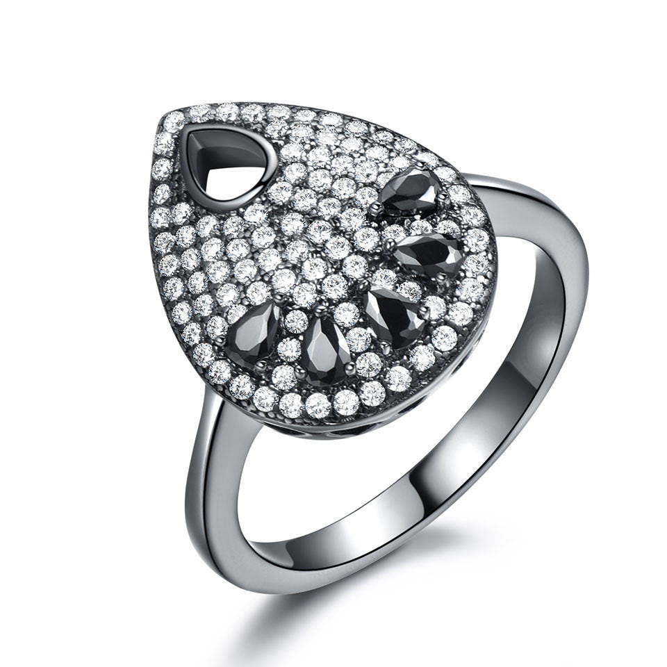 Sterling Silver Art Deco Tear Drop Ring