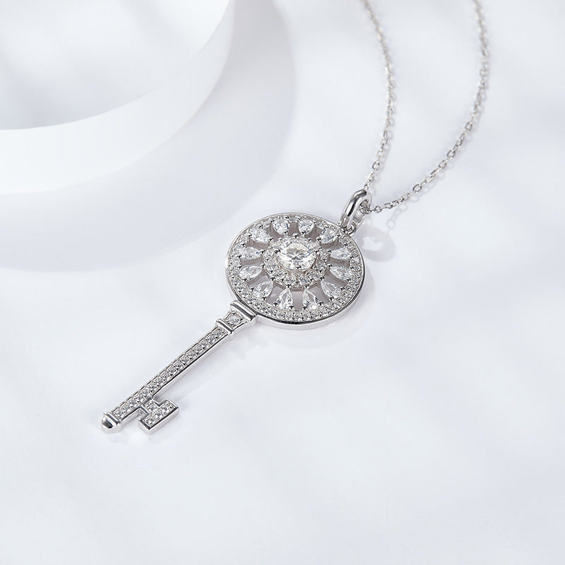 Sterling Silver Snow Flower Key Necklace