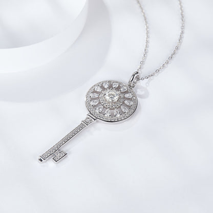 Sterling Silver Snow Flower Key Necklace