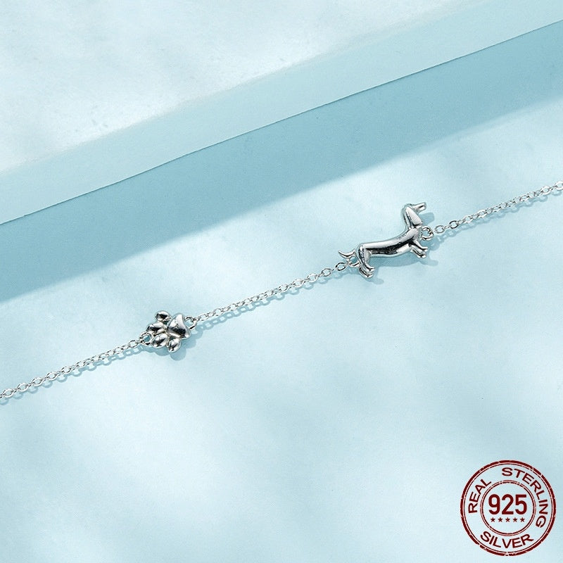 Sterling Silver Dainty Dachshund Bracelet