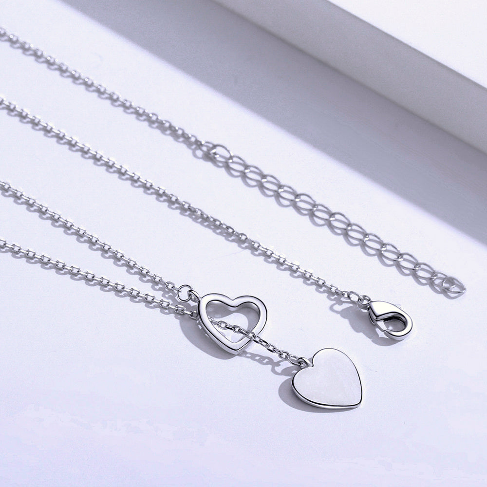 Sterling Silver Bolo Hearts Necklace