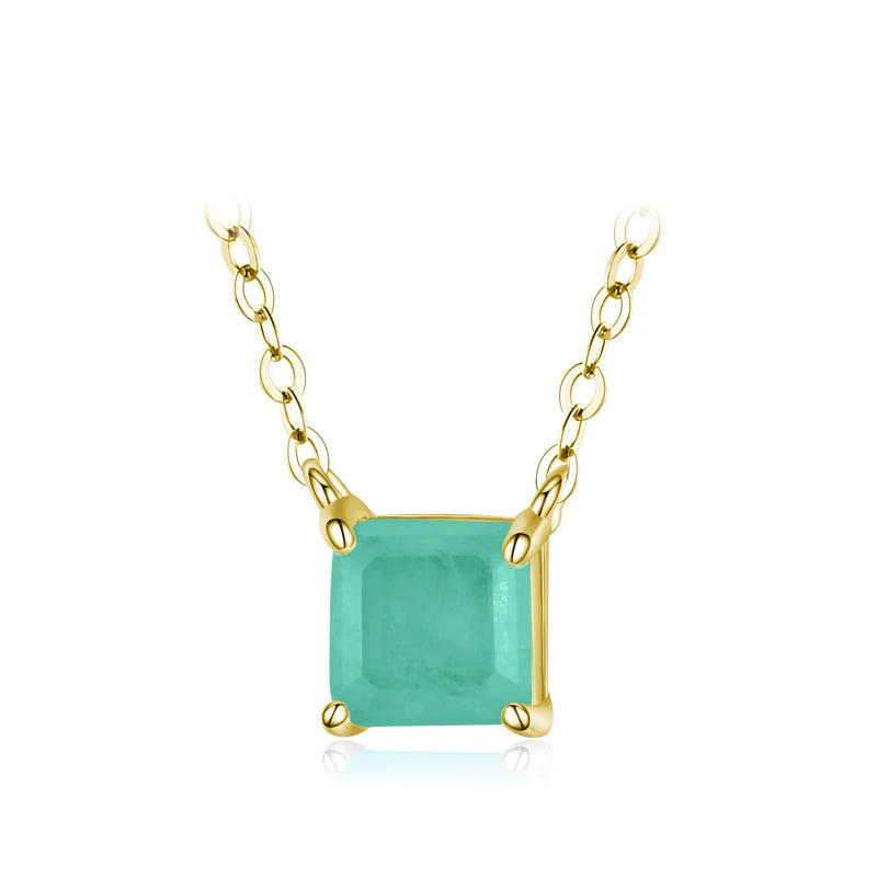 Real 925 Sterling Silver Classic Charm Tourmaline Chain Necklace for Women Wedding Jewelry with Box Pendant Neckalces