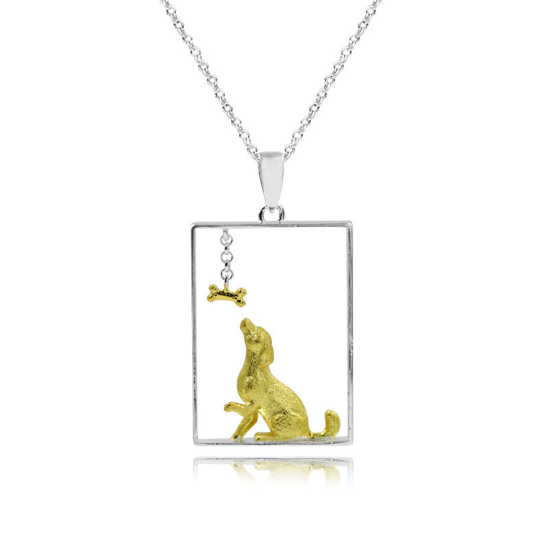 Sterling Silver Golden Retriever Artisan Necklace