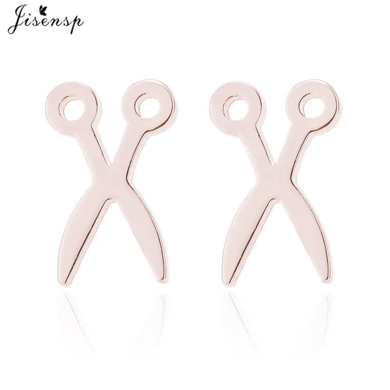 Simple Scissor Earrings Fashion Black Color Stainless Steel Stud Earings for Women Party Fancy Jewelry Boucle D'Oreille