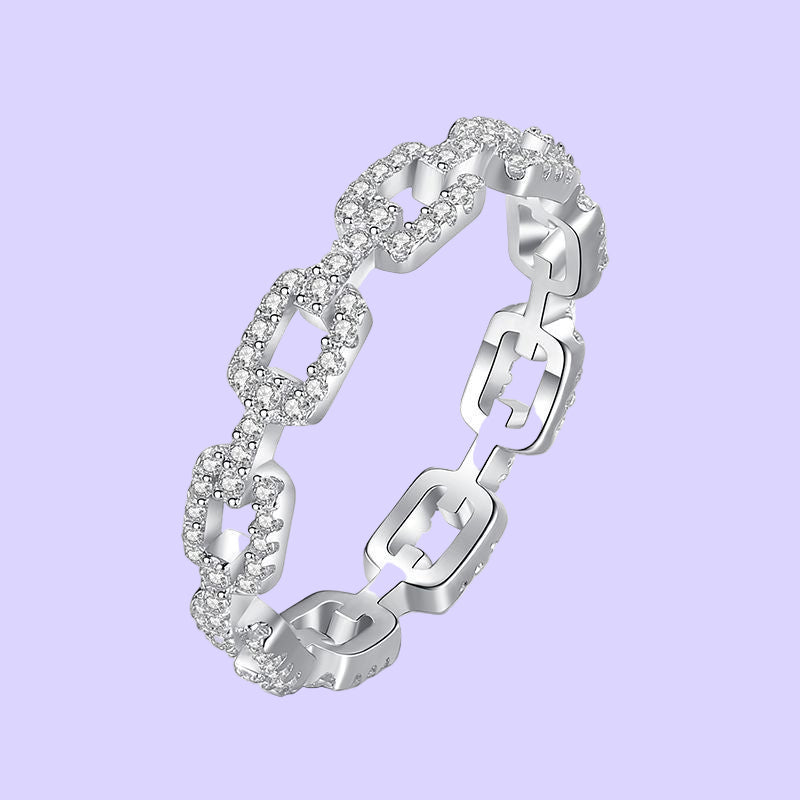 Sterling Silver Chain Diamond Ring