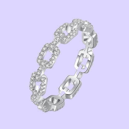 Sterling Silver Chain Diamond Ring
