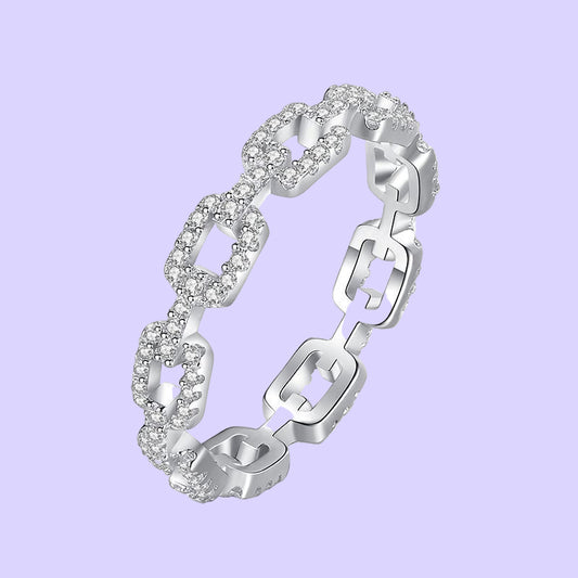 Sterling Silver Chain Diamond Ring