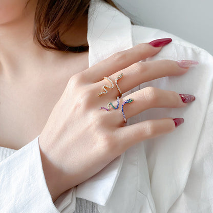 Sterling Silver Pave Slither Sparkle Ring