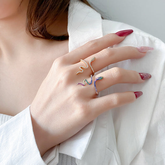 Sterling Silver Pave Slither Sparkle Ring