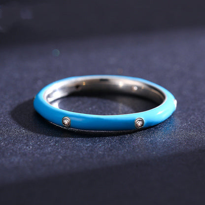 Colorful Sterling Silver Enamel Ring