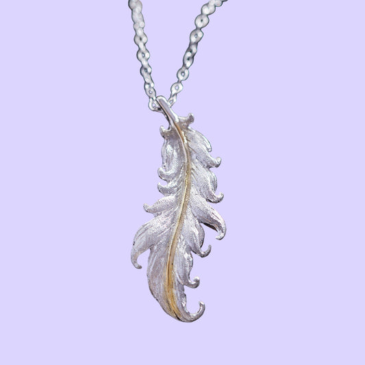Sterling Silver Wispy Feather Necklace