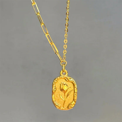 Sterling Silver Tulip Coin Necklace