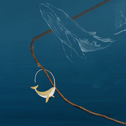 Sterling Silver Splashing Whale Earrings