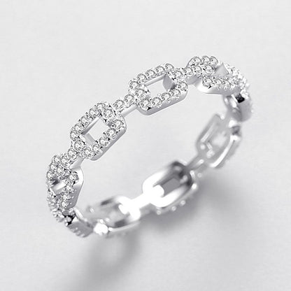 Sterling Silver Chain Diamond Ring
