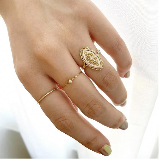 Sterling Silver Shell & Crown Ring