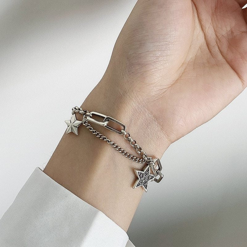 Sterling Silver Paperclip Star Bracelet